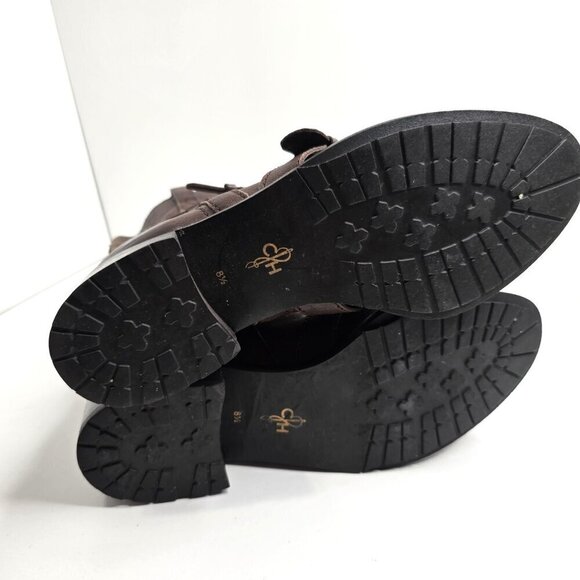 Cole Haan Women Hemlock Boot Brown Leather Moto Buckle Strap Biker Bootie - Picture 7 of 10